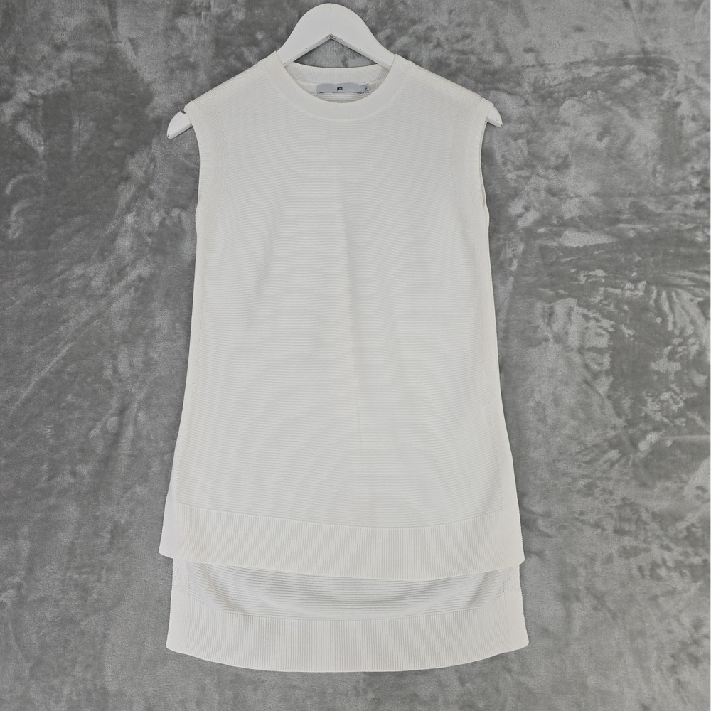 Jarbo Sleeveless Ribbed Tunic Tank Top 0 Small White High Low Hem Layering
